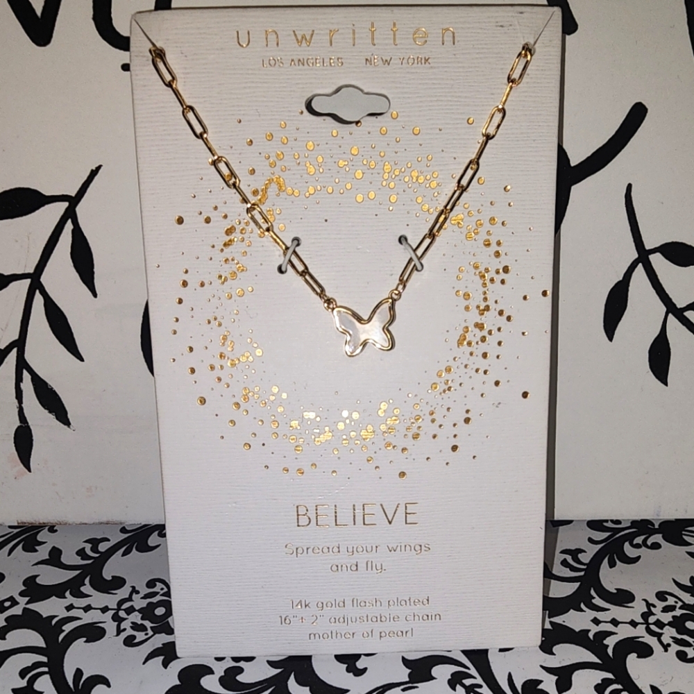 New Unwritten Gold Butterfly "Believe"  Necklace